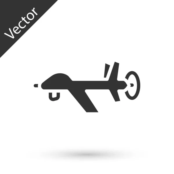 Icono Gris Uav Drone Aislado Sobre Fondo Blanco Espía Militar — Vector de stock