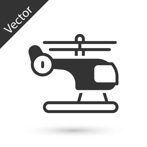 Icône Véhicule Hélicoptère Gris Isolé Sur Fond Blanc Vecteur — Image vectorielle
