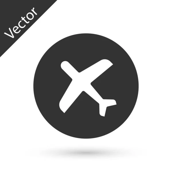 Icono Plano Gris Aislado Sobre Fondo Blanco Icono Del Avión — Vector de stock