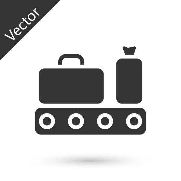 Courroie Transporteuse Aéroport Gris Avec Bagages Passagers Valise Sac Icône — Image vectorielle