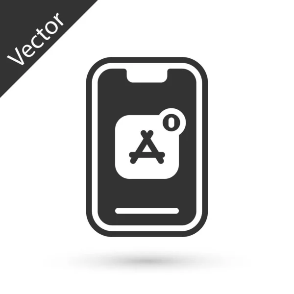 Grau Mobile Apps Symbol Isoliert Auf Weißem Hintergrund Smartphone Mit — Stockvektor