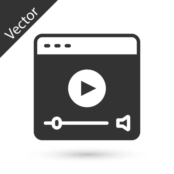 Gris Online Reproducir Icono Vídeo Aislado Sobre Fondo Blanco Película — Vector de stock