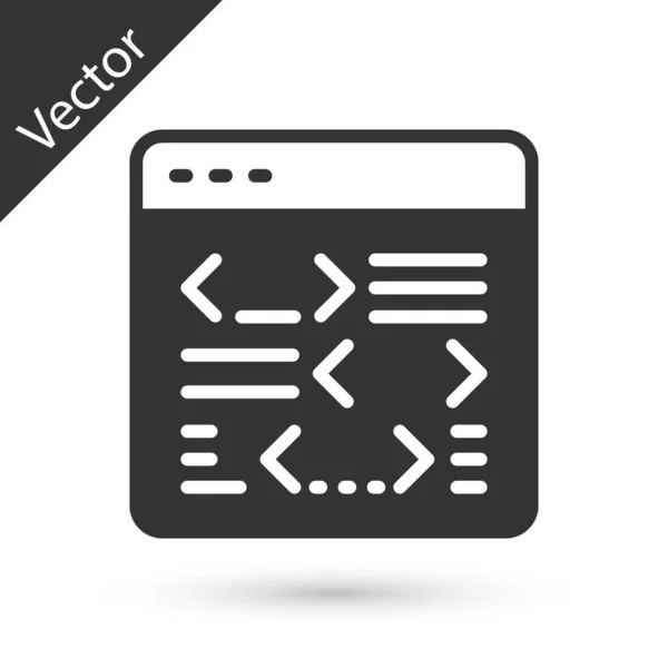 Grey Software Desarrollador Web Icono Código Programación Aislado Sobre Fondo — Vector de stock