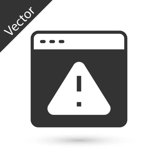 Šedý Prohlížeč Vykřičníkem Ikona Izolované Bílém Pozadí Upozornění Smartphone Vektor — Stockový vektor