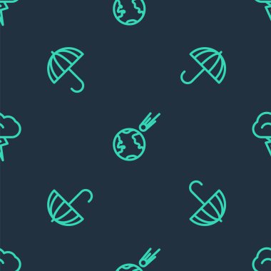 Kuyrukluyıldız çizgisi hızla düşüyor, Şemsiye ve Fırtına kusursuz desen oluşturuyor. Vektör.