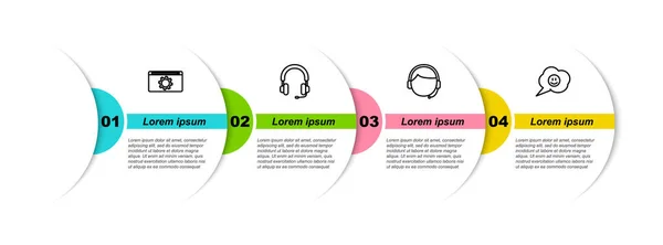 Setset Kopfhörer Mann Mit Headset Und Sprechblasengesicht Geschäftsinfografische Vorlage Vektor — Stockvektor