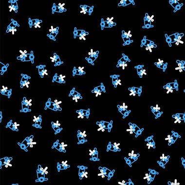 Çizgi scooter 'ı tornavida ve ingiliz anahtarı ikonu ile izole edilmiş siyah arkaplan üzerinde pürüzsüz desen. Ayarlama, servis, ayar, bakım, onarım, onarım. Vektör