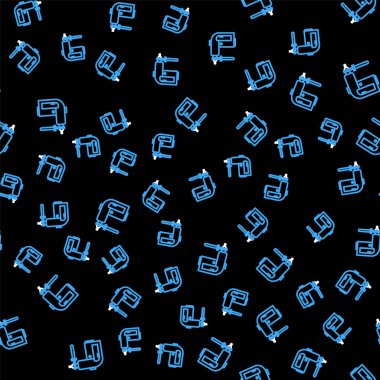 Hat Elektrikli döner çekiç matkap ikonu siyah arkaplanda izole edilmiş pürüzsüz desen. İnşaat, onarım ve onarım için kullanılan bir alet. Vektör