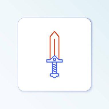 Oyun simgesi için satır Kılıcı beyaz arkaplanda izole edildi. Renkli taslak konsepti. Vektör