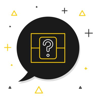 Beyaz arkaplanda izole edilmiş oyun simgesi için Sıralı Gizem kutusu veya rastgele ganimet kutusu. Soru kutusu. Renkli taslak konsepti. Vektör