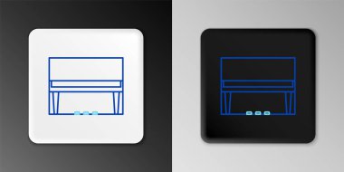 Gri arkaplanda Büyük Piyano simgesi izole edildi. Müzik aleti. Renkli taslak konsepti. Vektör