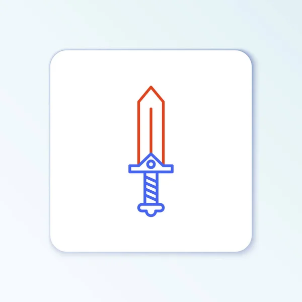 Line Sword Game Icon Isoliert Auf Weißem Hintergrund Buntes Rahmenkonzept — Stockvektor