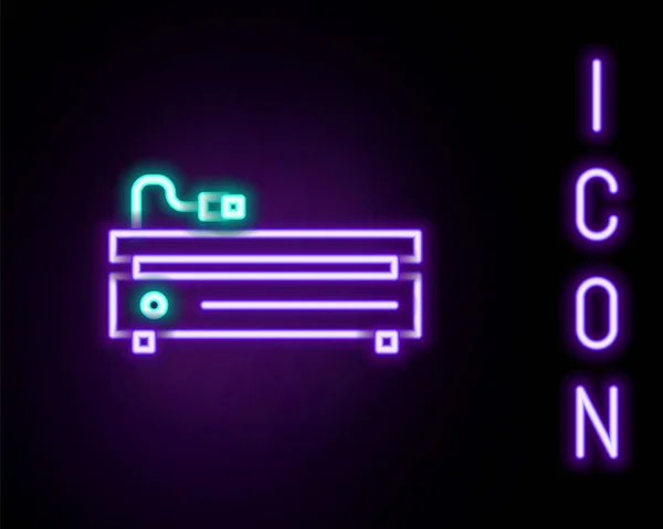 Glödande Neon Line Spel Konsol Ikon Isolerad Svart Bakgrund Färgstarkt — Stock vektor