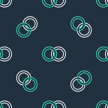 Çizgi alyans simgesi siyah arkaplanda izole edilmiş kusursuz desen. Gelin ve damat mücevher tabelası. Evlilik ikonu. Elmas yüzük ikonu. Vektör