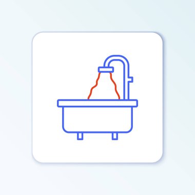 Küvet çizgisi simgesi beyaz arkaplanda izole edildi. Renkli taslak konsepti. Vektör