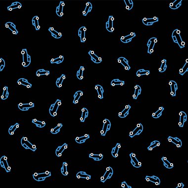 Çizgi Arabası simgesi siyah arkaplanda izole edilmiş. Vektör