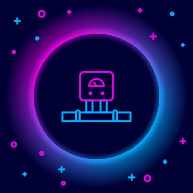 Parlayan neon hattı Akıllı sensör sistemi simgesi siyah arkaplanda izole edildi. İnternet kavramının kablosuz bağlantısı. Renkli taslak konsepti. Vektör