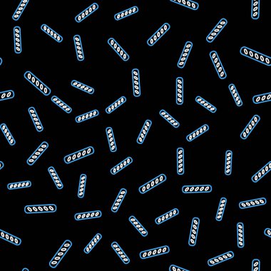 Fransız baget ekmek ikonu siyah arka planda izole edilmiş kusursuz desen. Vektör