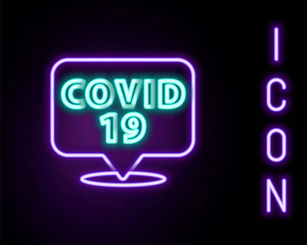 Świecąca Neon Linia Wirus Corona 2019 Ncov Ikonie Lokalizacji Izolowane — Wektor stockowy