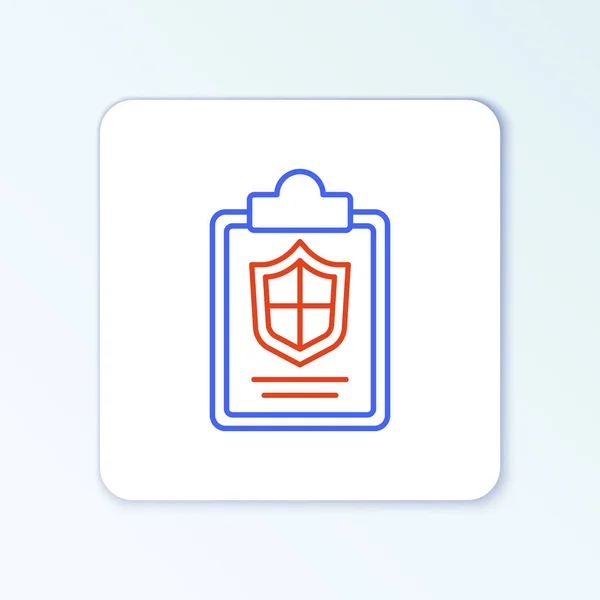 Линия Document Значком Shield Выделенным Белом Фоне Концепция Страхования Безопасность — стоковый вектор
