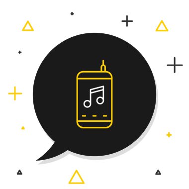 Satır müziği simgesi beyaz arkaplanda izole edildi. Taşınabilir müzik cihazı. Renkli taslak konsepti. Vektör