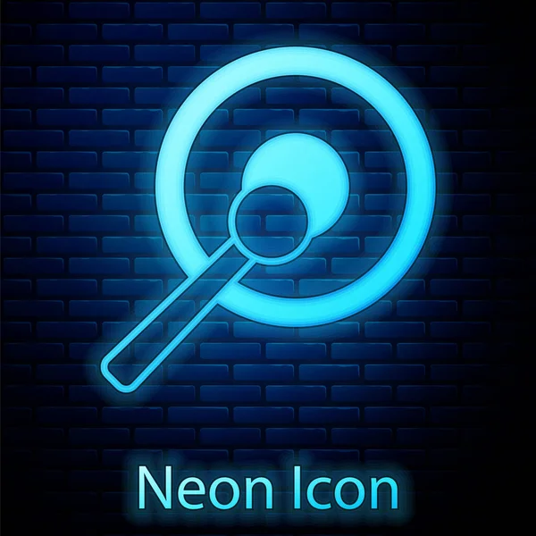Leuchtende Neon Gong Musikinstrument Percussion Kreisförmige Metallscheibe Und Hammer Symbol — Stockvektor