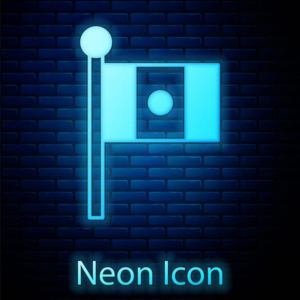 Zářící Neon Mexiko Vlajka Ikonu Stožáru Izolované Cihlové Zdi Pozadí — Stockový vektor