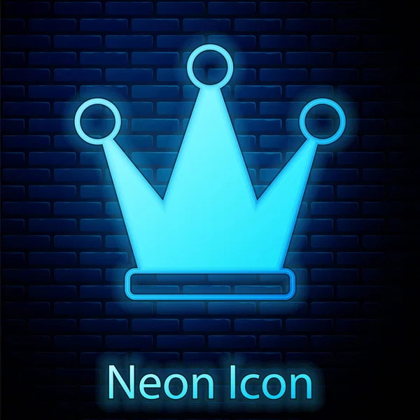 Ragyogó Neon Korona Ikon Elszigetelt Téglafal Háttér Vektor — Stock Vector