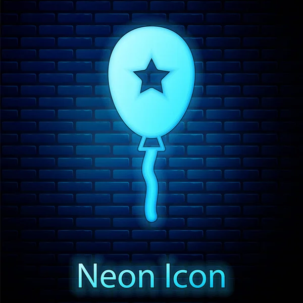 Ballon Lumineux Néon Avec Icône Ruban Isolé Sur Fond Mur — Image vectorielle