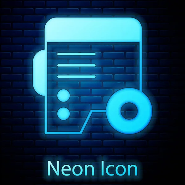 Ragyogó Neon Hordozható Elektromos Generátor Ikon Elszigetelt Téglafal Háttér Ipari — Stock Vector