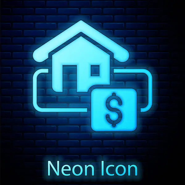 Glowing Neon Hanging Sign Text Sale Icon Isolated Brick Wall — Stock Vector
