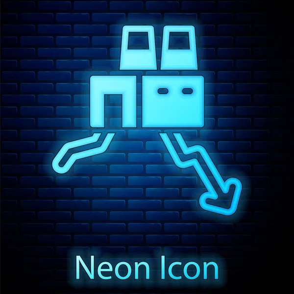 Świecący Neon Wyłączenie Ikony Fabrycznej Izolowane Tle Cegły Ściany Budynek — Wektor stockowy