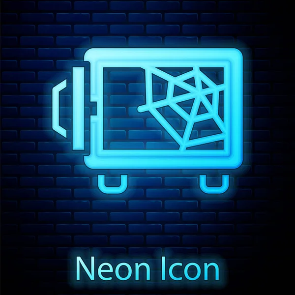 Leuchtende Neon Safe Symbol Isoliert Auf Backsteinwand Hintergrund Der Tür — Stockvektor