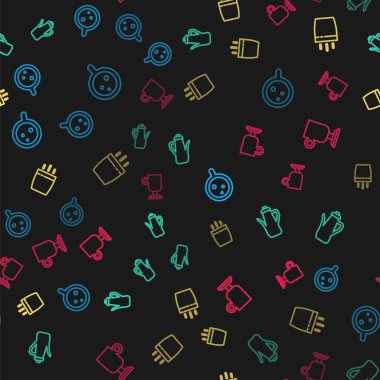 Çizgi kahve fincanı, çaydanlık ve İrlanda kahvesini pürüzsüz bir şekle sokun. Vektör