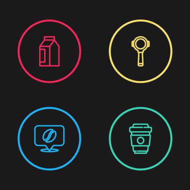 Sıranın yerini kahve çekirdeği, kahve fincanı, filtre tutacağı ve torba fasulye ikonu ile belirleyin. Vektör