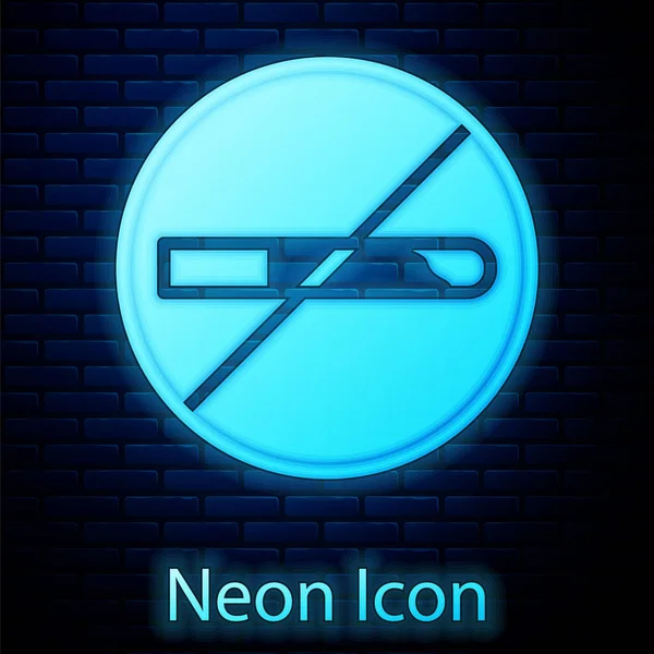 Glödande Neon Rökning Ikon Isolerad Tegel Vägg Bakgrund Cigarettsymbol Vektor — Stock vektor