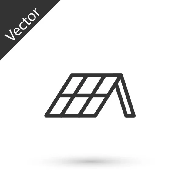 Szürke Vonal Napenergia Panel Ikon Elszigetelt Fehér Alapon Vektor — Stock Vector