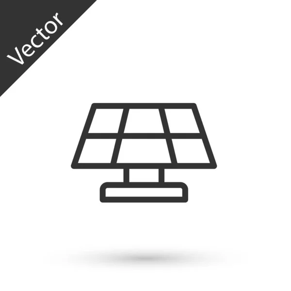 Grijze Lijn Zonne Energie Paneel Pictogram Geïsoleerd Witte Achtergrond Vector — Stockvector