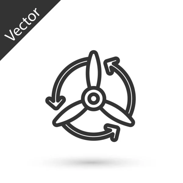Иконка Ветряной Турбины Серой Линии Изолирована Белом Фоне Знак Ветрогенератора — стоковый вектор
