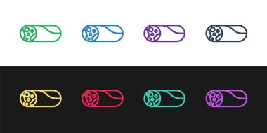 Siyah beyaz arkaplanda Dürüm simgesini ayır. Geleneksel Meksika fast food 'u. Vektör