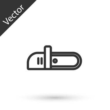 Beyaz arka planda gri çizgi testeresi simgesi izole edildi. Vektör