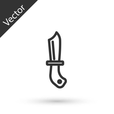 Gri çizgi askeri bıçak ikonu beyaz arka planda izole edildi. Vektör
