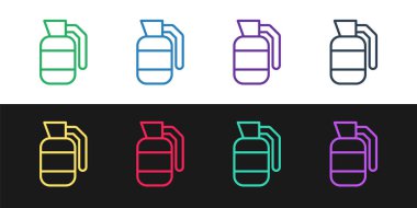 El bombası simgesini siyah beyaz arkaplanda ayır. Bomba patlaması. Vektör