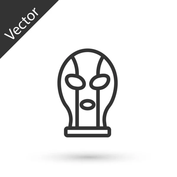 Grey Line Mexican Wrestler Icon Isolated White Background Vector — Stock Vector