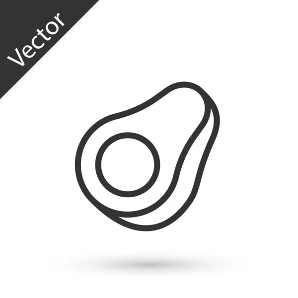 Grey Line Avocado Fruit Icon Isolated White Background Vector — Stock Vector