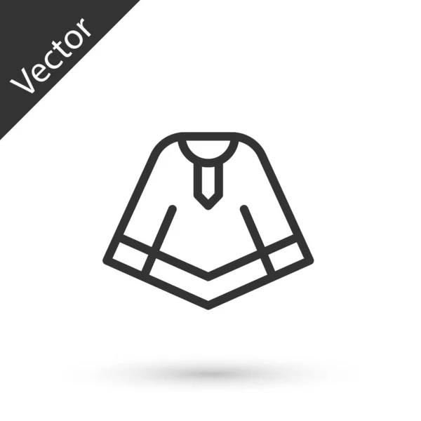 Línea Gris Tradicional Icono Ropa Poncho Mexicano Aislado Sobre Fondo — Vector de stock