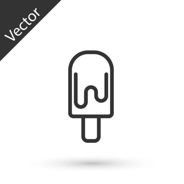 Icono Helado Línea Gris Aislado Sobre Fondo Blanco Dulce Símbolo — Vector de stock