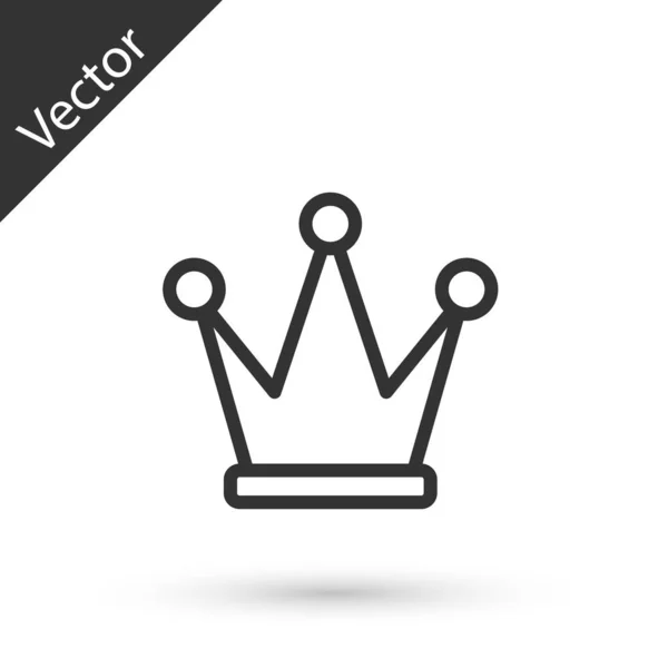 Icono Corona Línea Gris Aislado Sobre Fondo Blanco Vector — Vector de stock