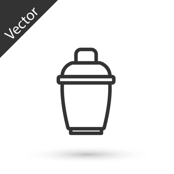 Cinza Linha Cocktail Shaker Ícone Isolado Fundo Branco Vetor —  Vetores de Stock