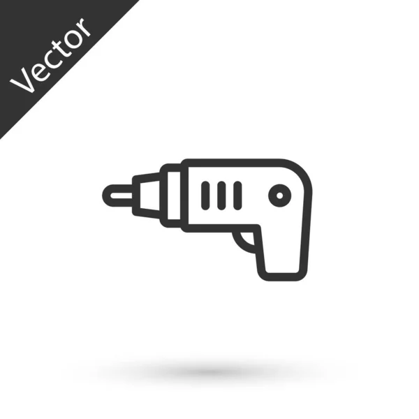 Szürke Vonal Elektromos Vezeték Nélküli Csavarhúzó Ikon Elszigetelt Fehér Alapon — Stock Vector